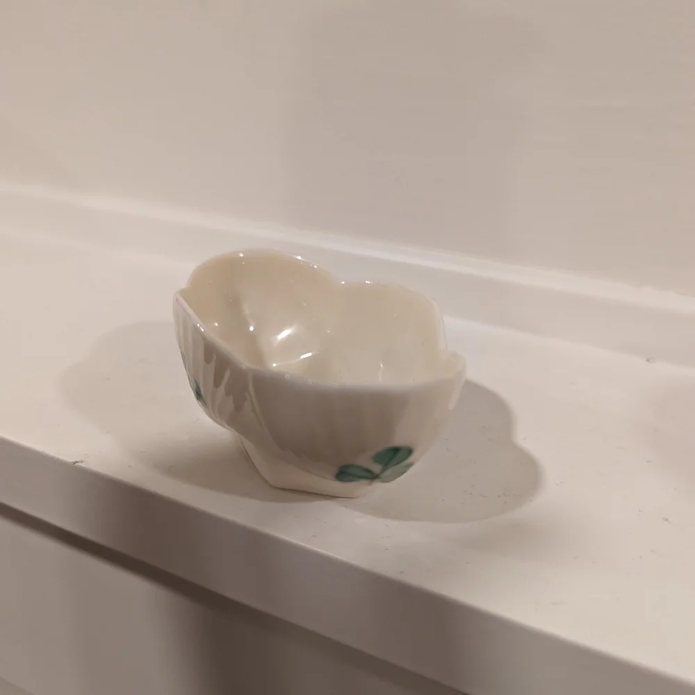 White Bowl with Green Clover Design Fine Irish China
